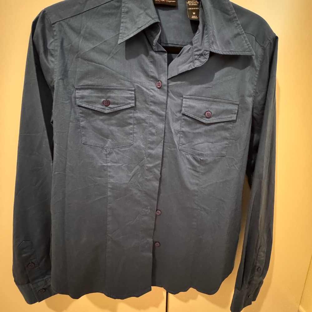 New York & Company Navy Stretch Shirt